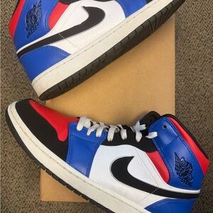 Jordan 1 Mid Top 3 - Sneakers Red Blue Black White